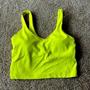 Neon yellow lululemon tank with built in bra